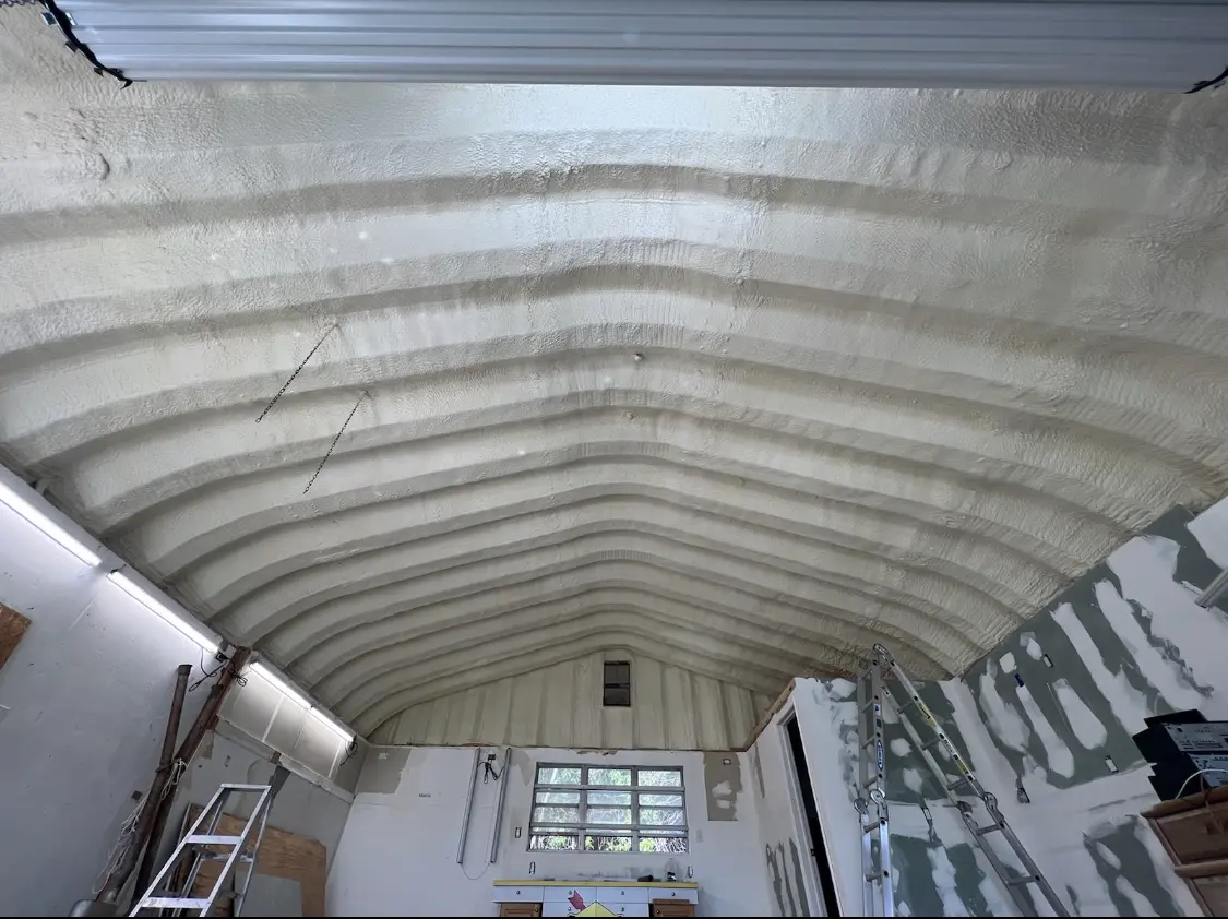 Spray polyurethane foam applied to the underside of a metal roof deck in Middle Paxton